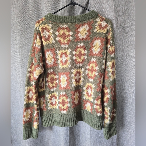 $145 Toad & Co Cotati Wool Blend Dolman Sweater Large Granny Square Grandma Boho - Picture 2 of 6